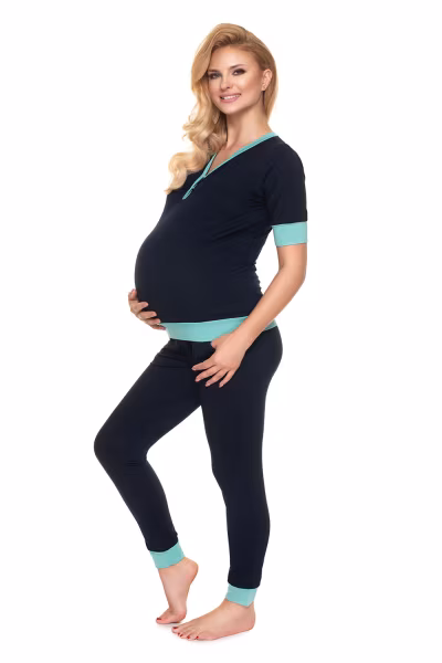 Piżama Ciążowa Model 0184 Navy - PeeKaBoo — zdjęcie 2