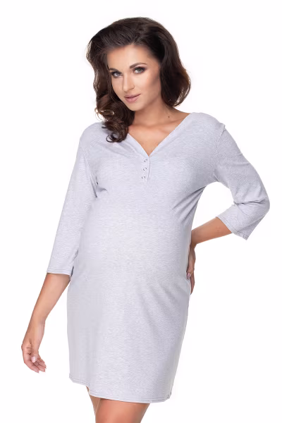 Koszula Nocna Ciążowa Model 0157 Grey - PeeKaBoo — zdjęcie 1
