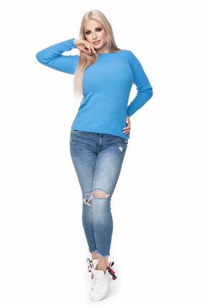 Sweter Damski Model 70021 Jeans - PeeKaBoo — zdjęcie 2