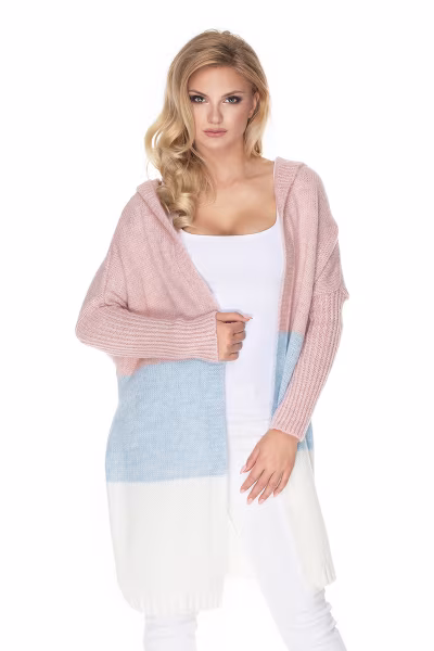Sweter Kardigan Model 30069 Powder Pink/Sky Blue - PeeKaBoo — zdjęcie 1