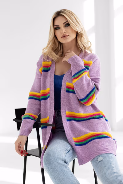 Sweter Kardigan Model 30090 Lila - PeeKaBoo — zdjęcie 1