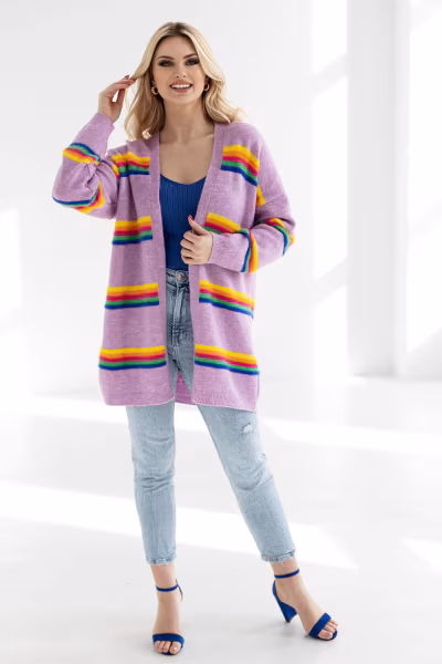 Sweter Kardigan Model 30090 Lila - PeeKaBoo — zdjęcie 3