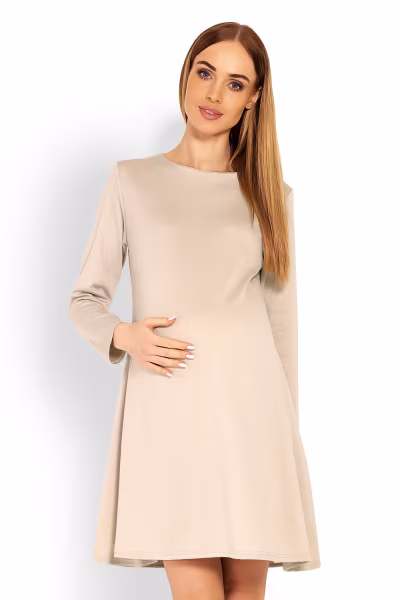 Sukienka Ciążowa Model 1359C Beige - PeeKaBoo — zdjęcie 1