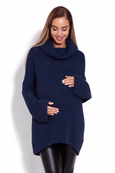 Golf Ciążowy Model 70012C Petrol Navy - PeeKaBoo — zdjęcie 1