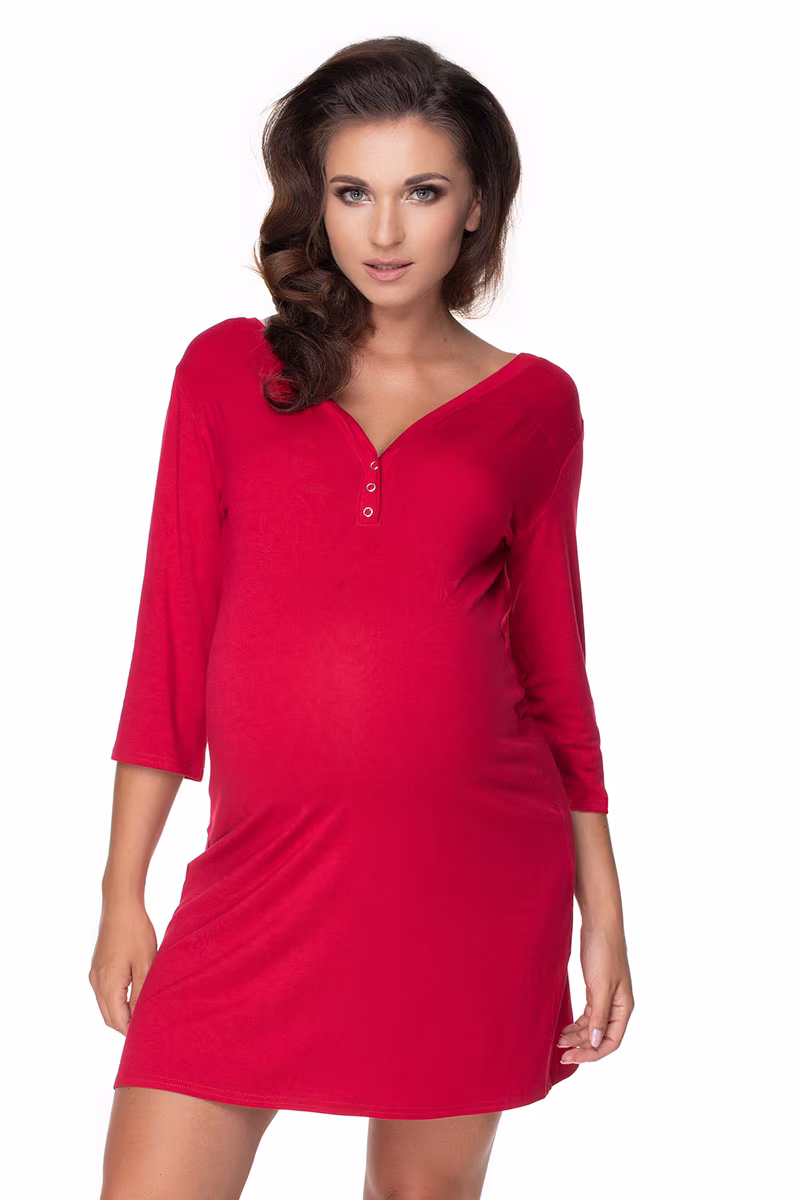 Koszula Nocna Ciążowa Model 0157 Bordo - PeeKaBoo