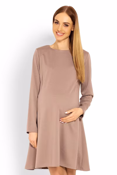 Sukienka Ciążowa Model 1359C Cappuccino - PeeKaBoo — zdjęcie 1