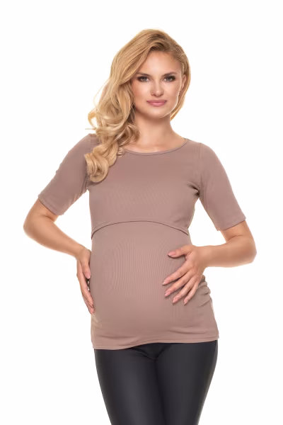 Bluzka Ciążowa Model 1717 Cappuccino - PeeKaBoo — zdjęcie 1