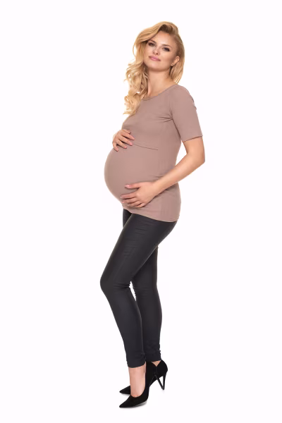Bluzka Ciążowa Model 1717 Cappuccino - PeeKaBoo — zdjęcie 2