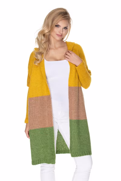 Sweter Kardigan Model 30069 Musztard/Green - PeeKaBoo — zdjęcie 1
