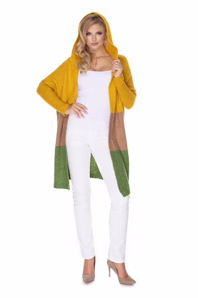 Sweter Kardigan Model 30069 Musztard/Green - PeeKaBoo — zdjęcie 2