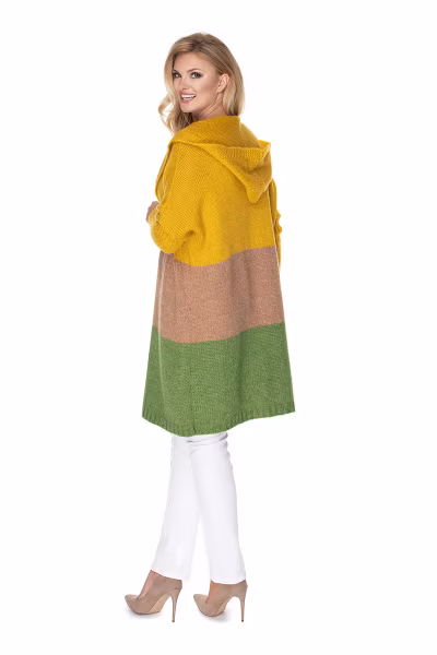 Sweter Kardigan Model 30069 Musztard/Green - PeeKaBoo — zdjęcie 3