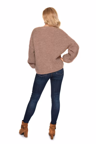 Sweter Kardigan Model 30077 Cappuccino - PeeKaBoo — zdjęcie 3