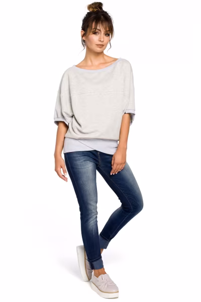 Bluza Damska Model B048 Popiel - BeWear — zdjęcie 2
