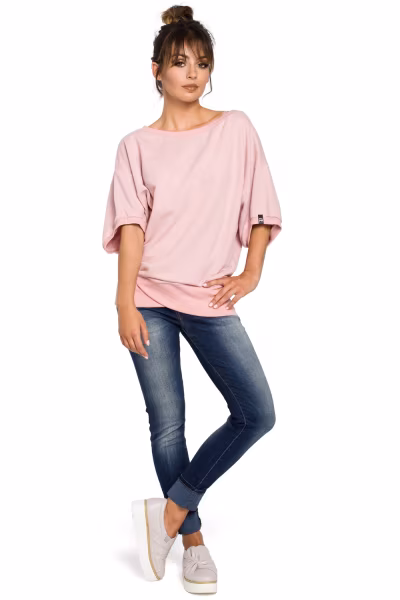 Bluza Damska Model B048 Powder Pink - BeWear — zdjęcie 2