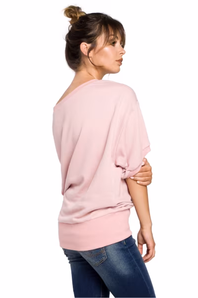 Bluza Damska Model B048 Powder Pink - BeWear — zdjęcie 3