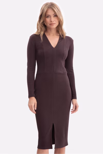 Sukienka Model B307 Gorzka Czekolada - BeWear — zdjęcie 1