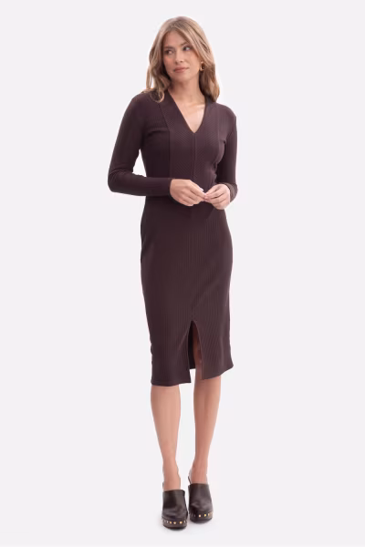 Sukienka Model B307 Gorzka Czekolada - BeWear — zdjęcie 2