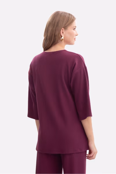 Bluzka Model B301 Śliwka - BeWear — zdjęcie 3