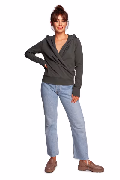 Bluza Damska Model B246 Militare Green - BeWear — zdjęcie 2