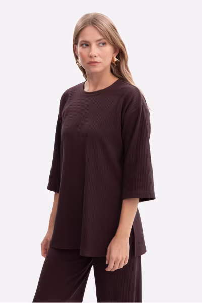 Bluzka Model B301 Gorzka Czekolada - BeWear — zdjęcie 1