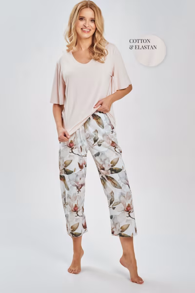 Piżama Damska Model Afrodyta 3535 Beige - Taro — zdjęcie 1