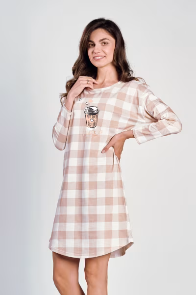 Koszulka nocna Koszula Nocna Model Natalie 3224 Light Beige - Taro — zdjęcie 3