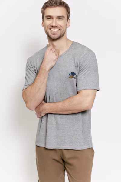 Piżama Męska Model Gabriel 3576 Melange Dark Grey - Taro — zdjęcie 2