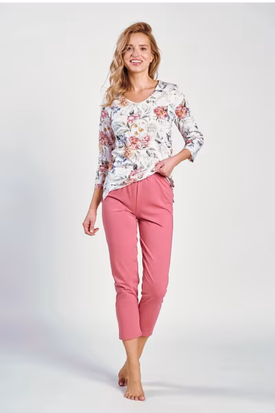 Piżama Damska Model Louisa 3247 White/Malina - Taro — zdjęcie 1
