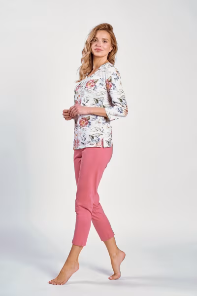 Piżama Damska Model Louisa 3247 White/Malina - Taro — zdjęcie 2
