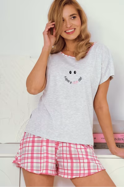 Piżama Damska Model Matilda 3352 Grey Melange - Taro — zdjęcie 3