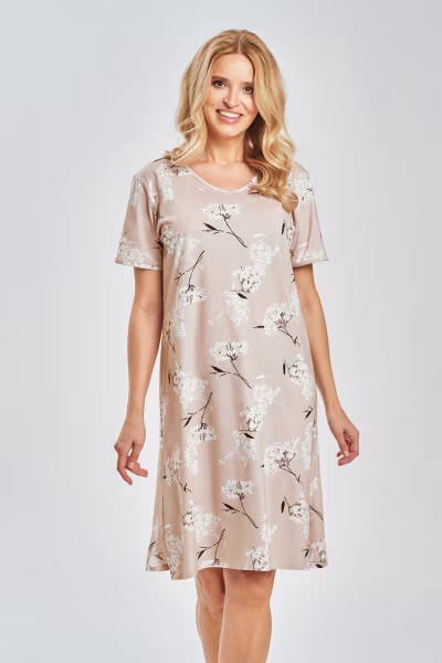 Koszulka nocna Koszula Nocna Model Flora 3538 Light Beige - Taro — zdjęcie 1