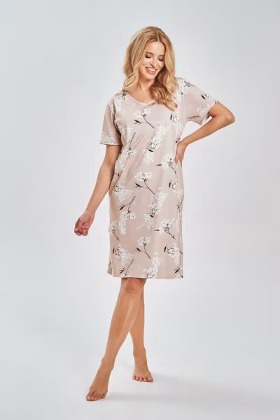 Koszulka nocna Koszula Nocna Model Flora 3538 Light Beige - Taro — zdjęcie 2