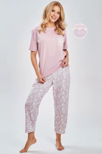 Piżama Damska Model Adria 3540 Powder Pink - Taro — zdjęcie 1