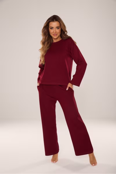Spodnie Dres Damski Model Butter 886 Burgund - De Lafense — zdjęcie 1