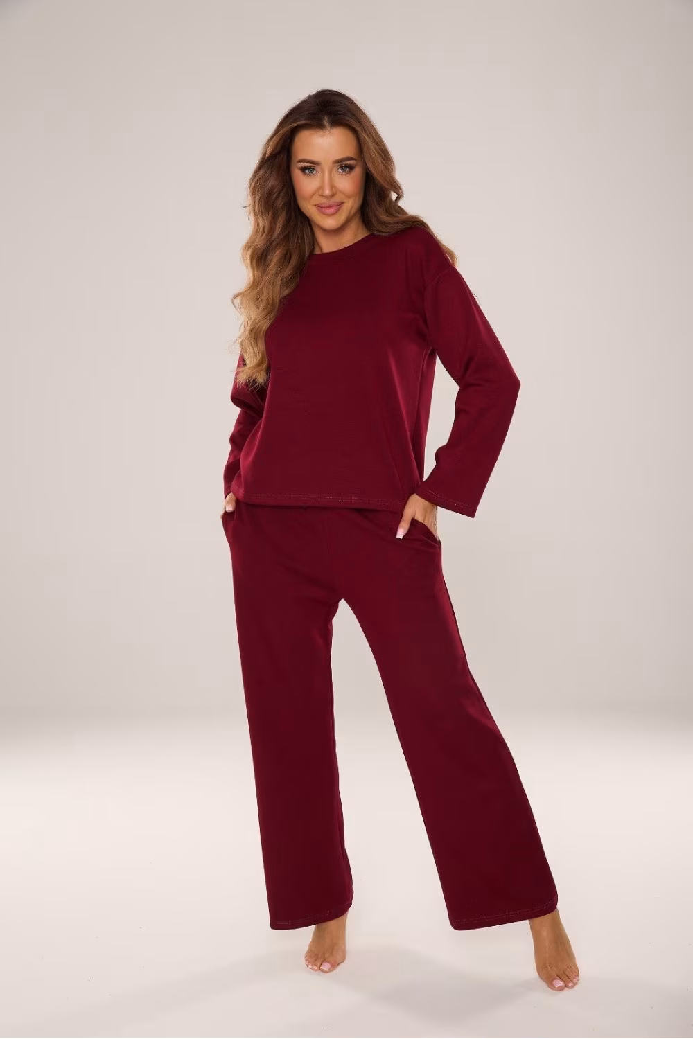 Spodnie Dres Damski Model Butter 886 Burgund - De Lafense