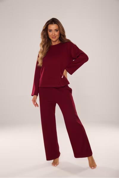 Spodnie Dres Damski Model Butter 886 Burgund - De Lafense — zdjęcie 2