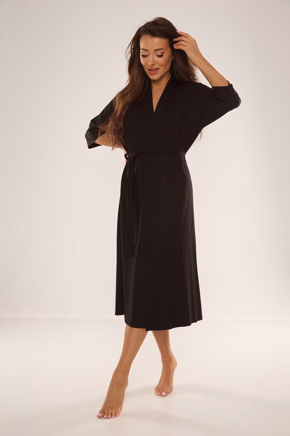 Szlafrok Damski Model Visa 942 Black - De Lafense