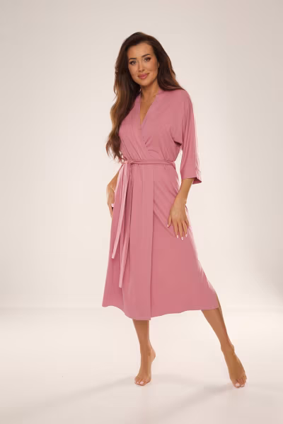 Szlafrok Damski Model Visa 942 Dirty Pink - De Lafense — zdjęcie 1