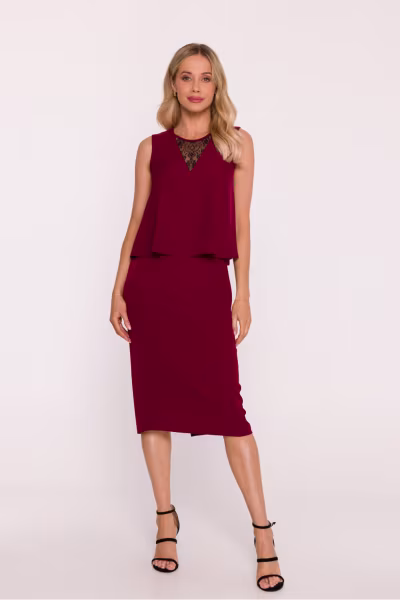 Sukienka Model S422 Bordo - Stylove — zdjęcie 2