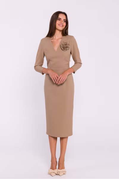 Sukienka Model S372 Beige - Stylove — zdjęcie 2