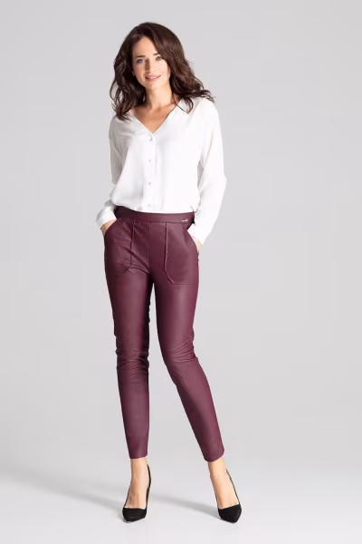 Spodnie Damskie Model L072 Bordo - Lenitif — zdjęcie 2