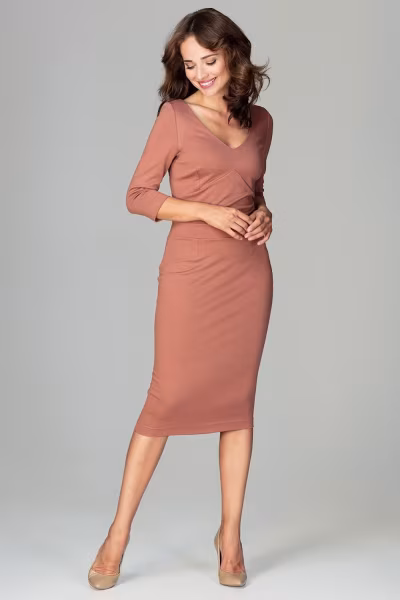 Sukienka Model K476 Brown - Lenitif — zdjęcie 2