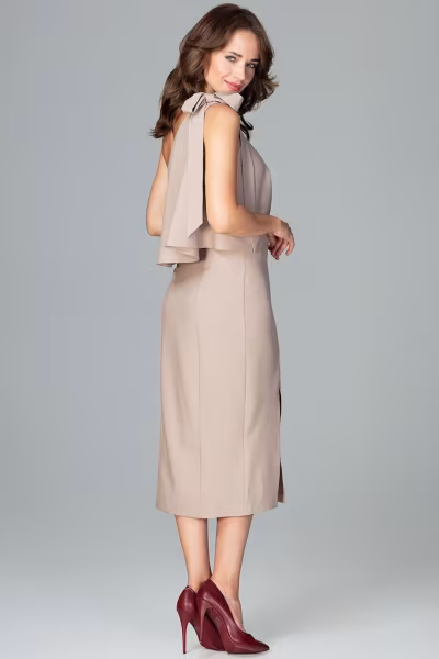 Sukienka Model K489 Beige - Lenitif — zdjęcie 3