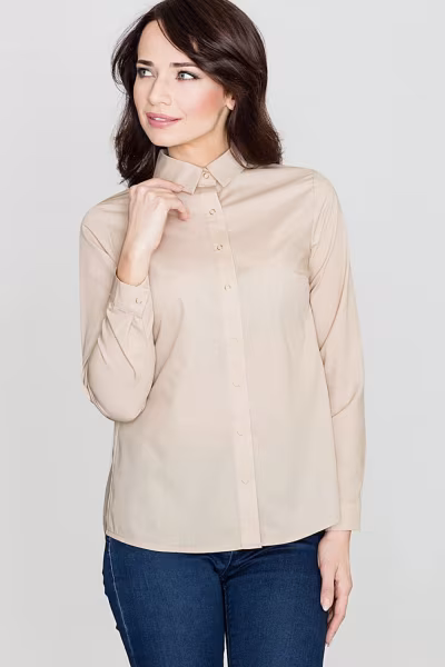 Koszula Damska Model K384 Beige - Lenitif — zdjęcie 1