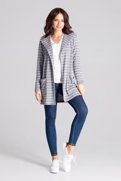 Sweter Kardigan Model L070 Grey - Lenitif — zdjęcie 1
