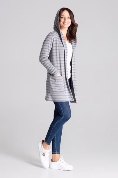 Sweter Kardigan Model L070 Grey - Lenitif — zdjęcie 2