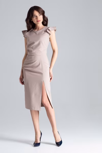 Sukienka Model L034 Beige - Lenitif — zdjęcie 2