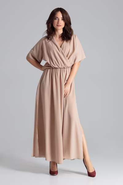 Sukienka Model L055 Beige - Lenitif — zdjęcie 1