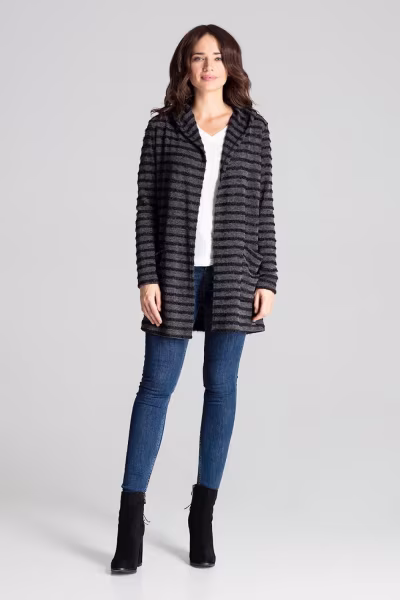 Sweter Kardigan Model L070 Black - Lenitif — zdjęcie 2