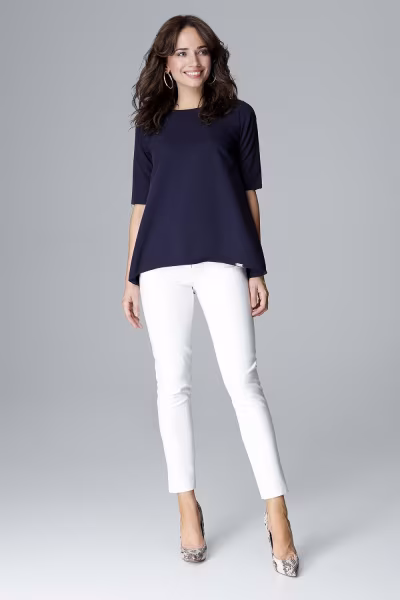 Bluzka Model L002 Navy - Lenitif — zdjęcie 2